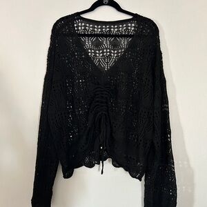 Long sleeve crochet knit sweater